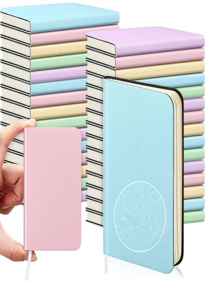 Dinifee 30 Pcs Leather Mini Pocket Notebook 4 x 2.5 Inch 50 Sheets Softcover Journal Mini Leather Lined Notepad for Office School Supplies, 5 Colors(Light Color) - Image 1